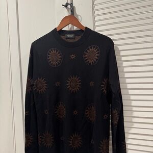 Black Long Sleeve Tee with Copper Pattern